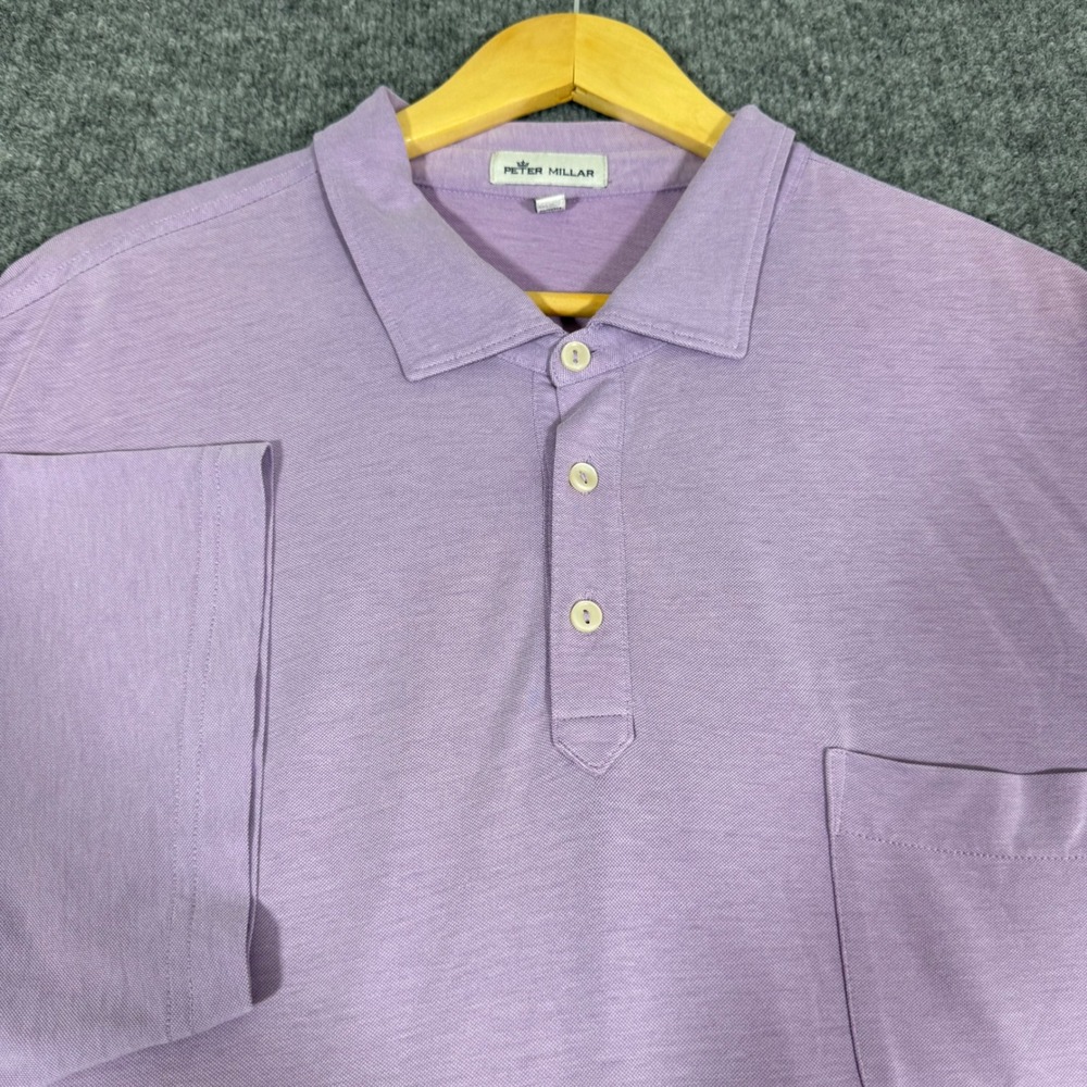 Peter Millar Polo Shirt Short Sleeve Pocket Mens XXL Purple Cotton Blend EUC